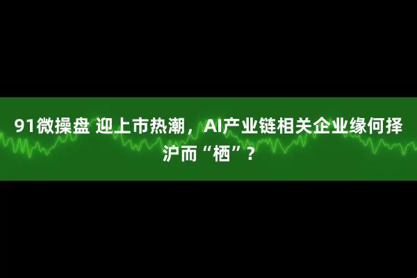 91微操盘 迎上市热潮，AI产业链相关企业缘何择沪而“栖”？