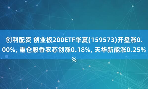 创利配资 创业板200ETF华夏(159573)开盘涨0.00%, 重仓股香农芯创涨0.18%, 天华新能涨0.25%